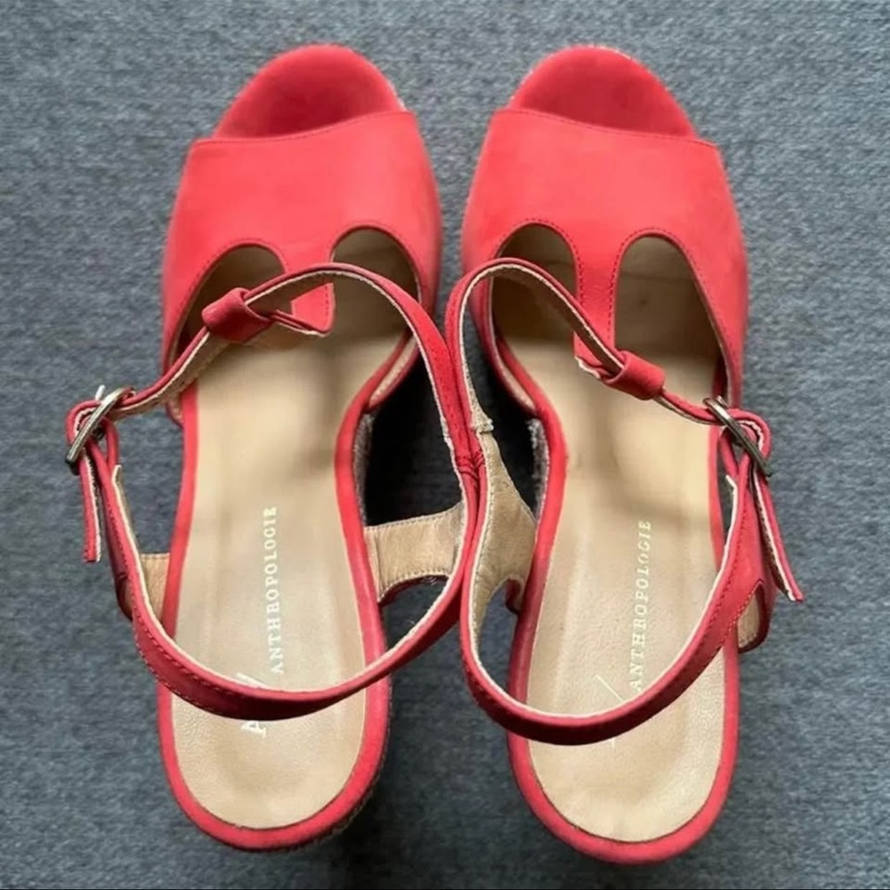 Anthropologie Suede Glitz Metallic Fabric Platform Sandal Size 8.5 - Picture 5 of 8